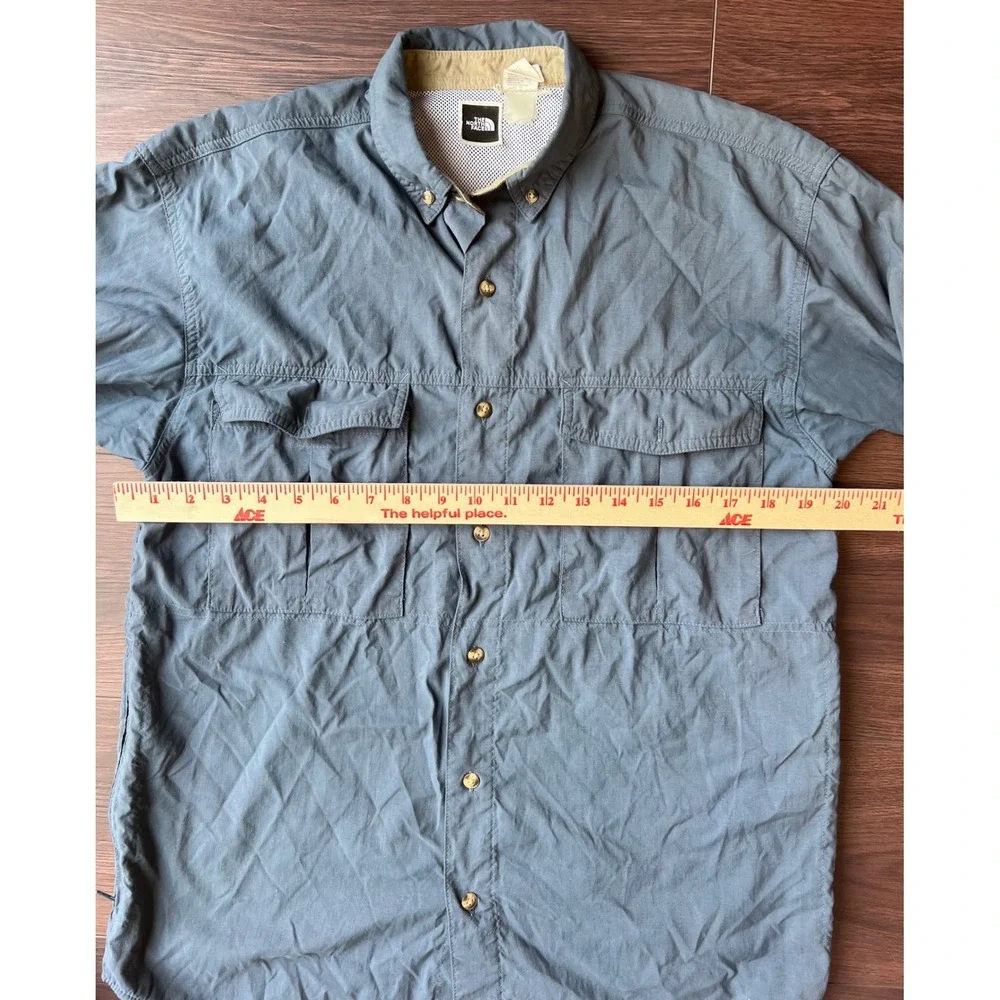 The North Face Mens Blue Nylon Long Sleeve Hiking Fishing Shirt Ventilated Small